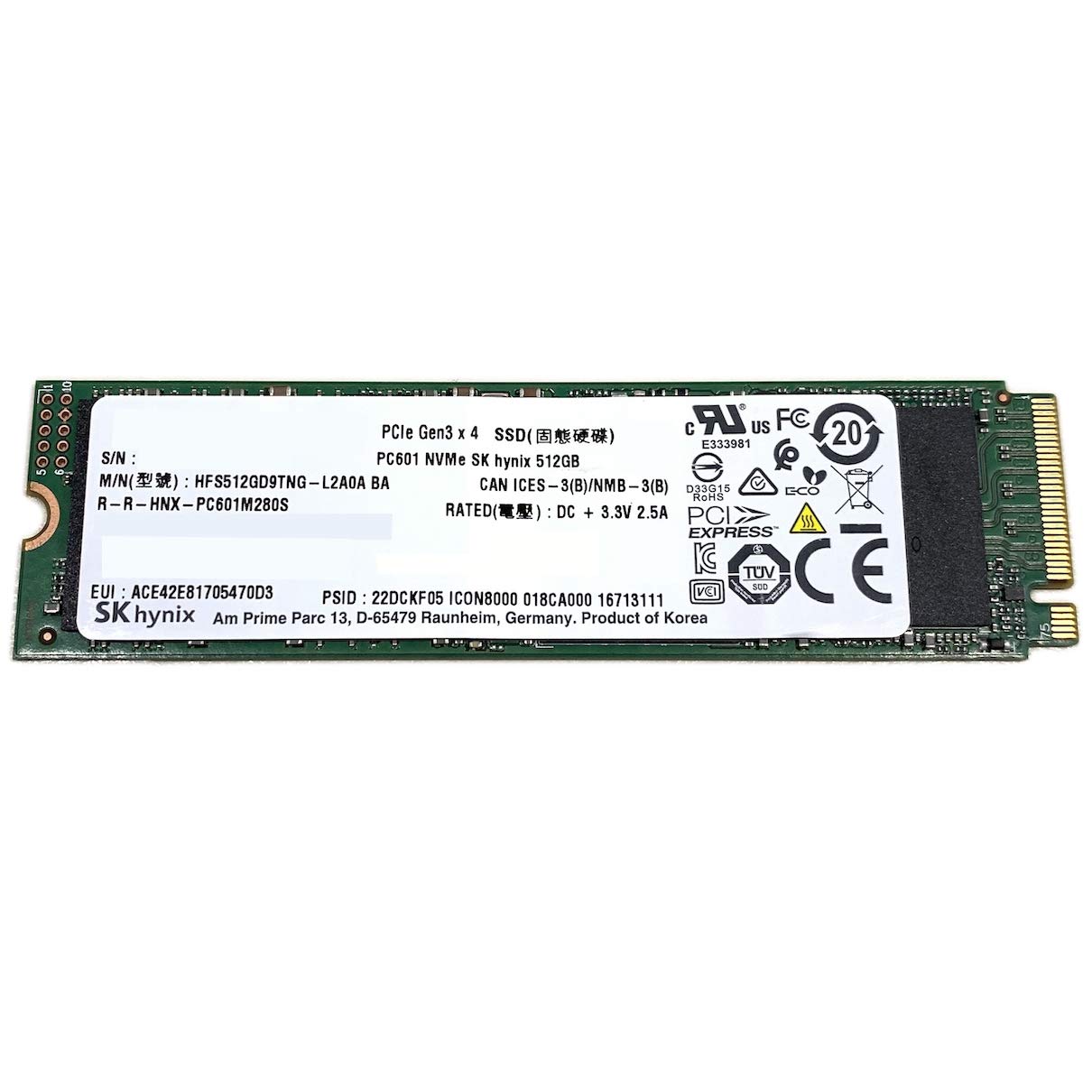 SK hynix SATA 512GB NVMe SSD